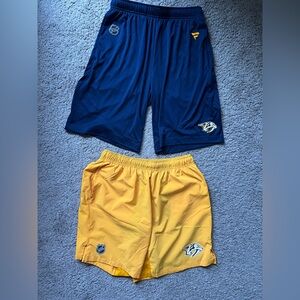 Nashville Predators Authentic Pro NHL Fanatics Navy and Yellow Athletic Shorts